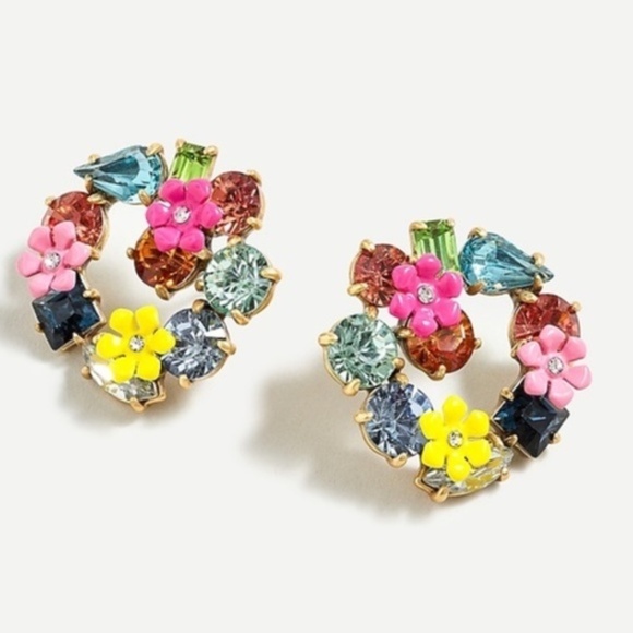 J. Crew Floral Wreath Earrings - Picture 1 of 2